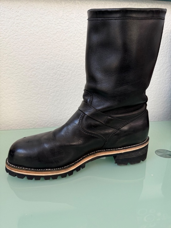 CHIPPEWA Black Leather steel-toed Motorcycle Boots Men\'s Size 12 main image 5